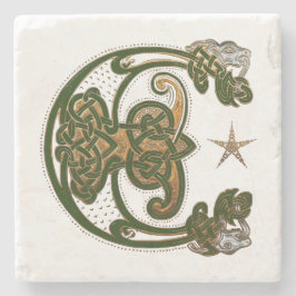 Porta-copo De Pedra Caçador e Céltico Dourado