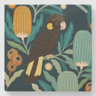 Porta-copo De Pedra Cacatua-preta e Conjunto de Copos de Pedra Banksia