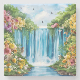 Porta-copo De Pedra Cachoeira pintada à aquarela