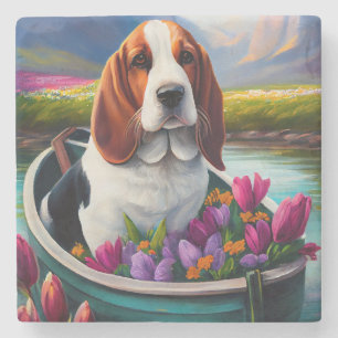Porta-copo De Pedra Cachorro Basset Hound em uma Canoa: Uma Aventura C