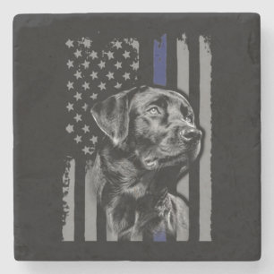 Porta-copo De Pedra Cachorro Black Labrador American Flag Thin Line