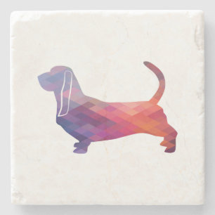 Porta-copo De Pedra Cachorro Cachorro-Basset Raça Geo-Silhueta Roxo