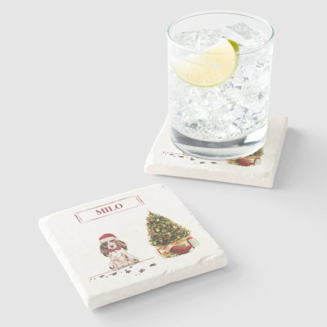 Porta-copo De Pedra Cachorro Castanho Espanhol Engraçado Cachorro de N (Lateral)