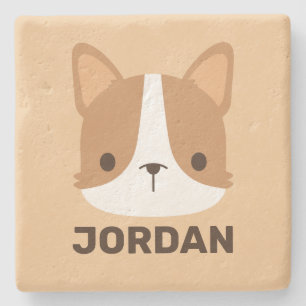 Porta-copo De Pedra Cachorro Corgi Corgento com Nome Personalizado