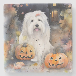 Porta-copo De Pedra Cachorro de Pastoreio Inglês Antigo do Halloween c