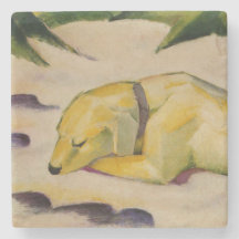 Cachorro deitado na neve (por Franz Marc)