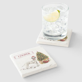 Porta-copo De Pedra Cachorro e Árvore Dalmacianos de Natal Engraçado