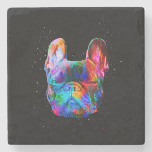 Porta-copo De Pedra Cachorro Geométrico Pop Art Buldog Francês