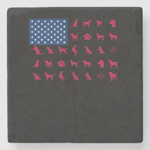 Porta-copo De Pedra Cachorro Labrador Retriever EUA Flag