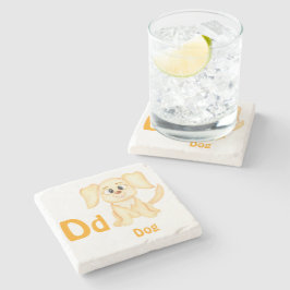Porta-copo De Pedra Cachorro personalizado ABC: Letra D - Adicione seu