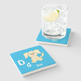 Porta-copo De Pedra Cachorro personalize ABC: Letra D - Adicione Seu N