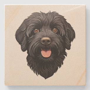 Porta-copo De Pedra Cachorro Preto Labradoodle