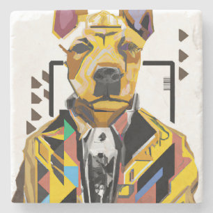 Porta-copo De Pedra Cachorro Vestindo um Terno: Arte Digital