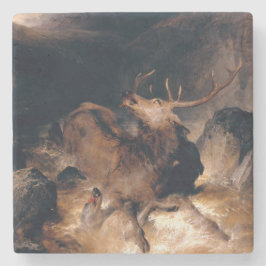 Porta-copo De Pedra Cachorros de veados e cães em torrente de montanha