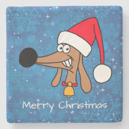 Porta-copo De Pedra Cachshund Dachshund de Natal Festivo