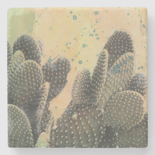 Porta-copo De Pedra Cactus Deserto Verde