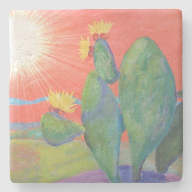 Porta-copo De Pedra Cactus Sunset Sudoeste (Frente)
