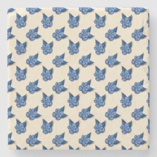 Porta-copo De Pedra Caderno Elegante com Padrão Floral Botânico Azul V