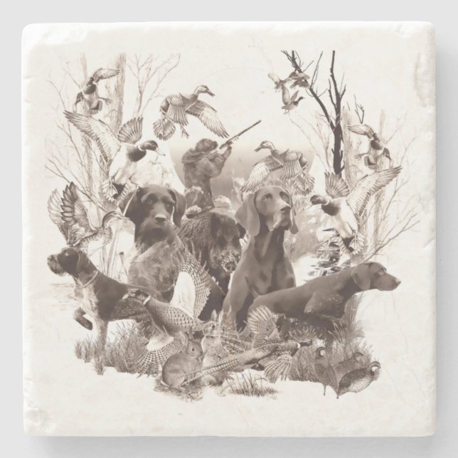 Porta-copo De Pedra Cães caçadores, cães-trombose, época de caça (Frente)