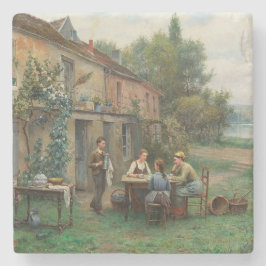 Porta-copo De Pedra Café bebendo no Jardim (Paisagem Francesa)