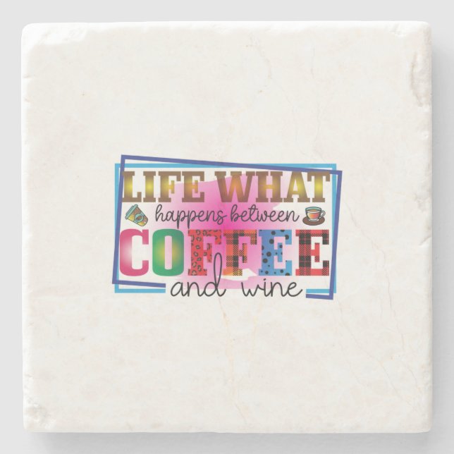 Porta-copo De Pedra Café, Café E Vinho (Frente)