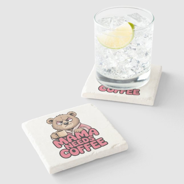 Porta-copo De Pedra Café da Mamãe Urso (Lateral)