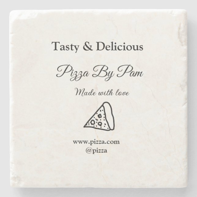 Porta-copo De Pedra Café de pizza desagradável feito com amor adicione (Frente)