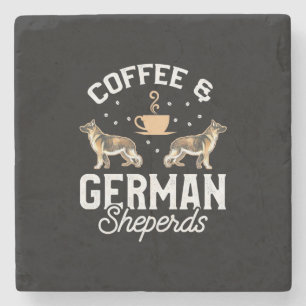 Porta-copo De Pedra Café E German shepherd