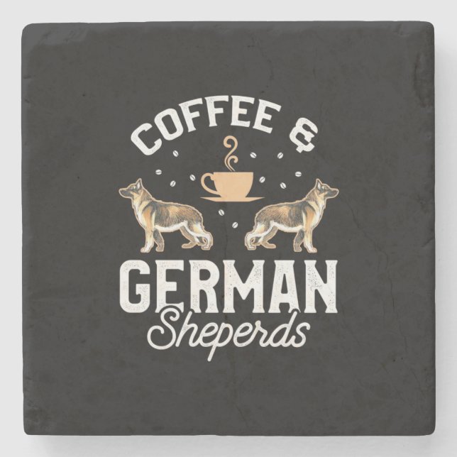 Porta-copo De Pedra Café E German shepherd (Frente)