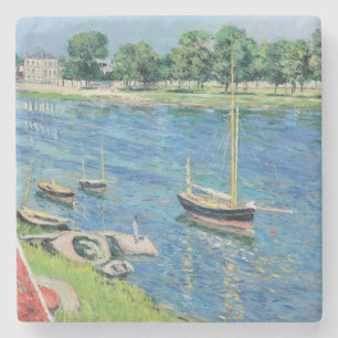 Porta-copo De Pedra Caillebotte - Seine em Argenteuil, Barcos ancorado