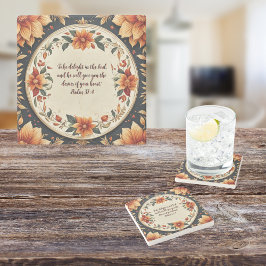 Porta-copo De Pedra Cair Quadro de Flor Personalizável Verso