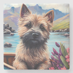 Porta-copo De Pedra Cairn Terrier em um remo: Uma aventura cênica