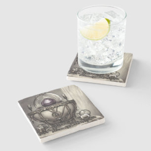Porta-copo De Pedra Caldeirão de Ornamentado de prata com esfera de cr