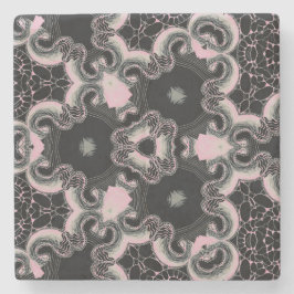 Porta-copo De Pedra caleidoscópio design preto e rosa