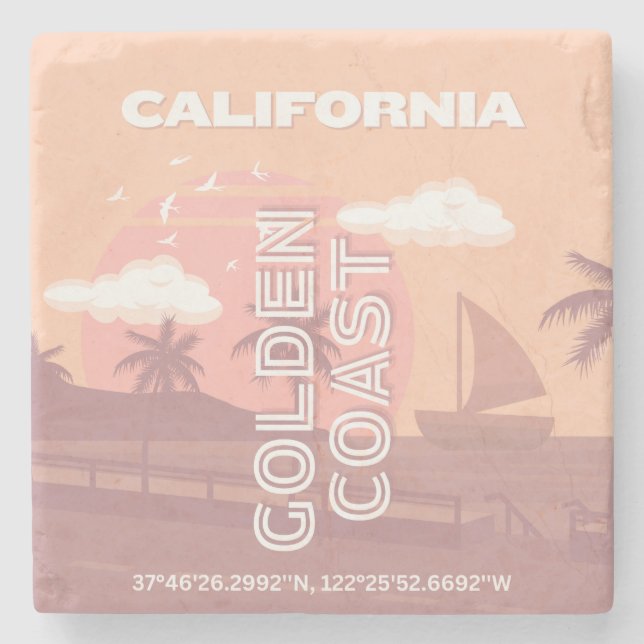 Porta-copo De Pedra Califórnia, Arte de Viagem, Preppy, Pastel (Frente)