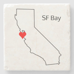 Porta-copo De Pedra California Love Custom Location San Francisco Bay