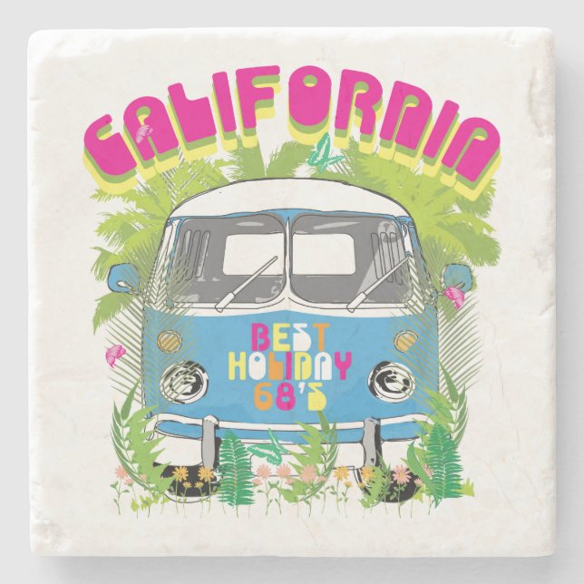Porta-copo De Pedra California Surfing Van (Frente)