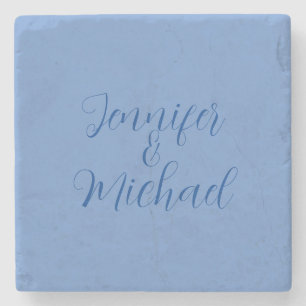 Porta-copo De Pedra Caligrafia Azul Clássica De Casamento