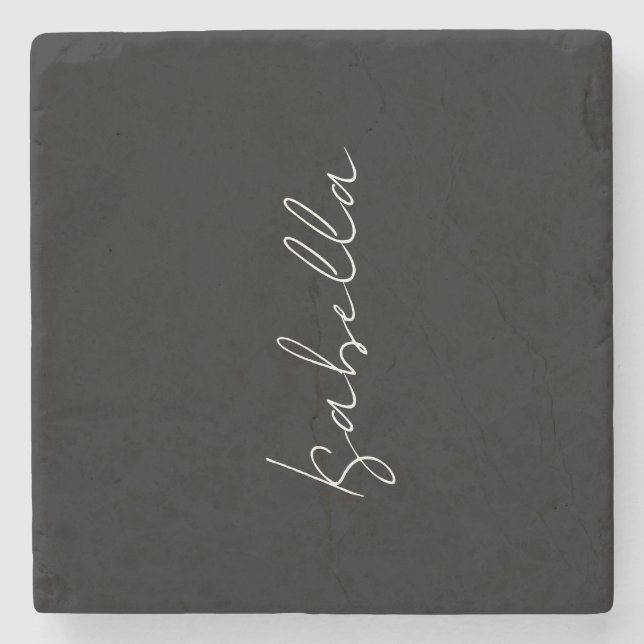 Porta-copo De Pedra Caligrafia Black White Plain Creative Modern Name (Frente)
