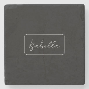 Porta-copo De Pedra Caligrafia Black White Plain Creative Modern Name