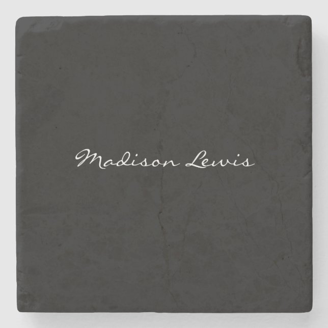 Porta-copo De Pedra Caligrafia de Nomes Pretos Simples de Script Elega (Frente)