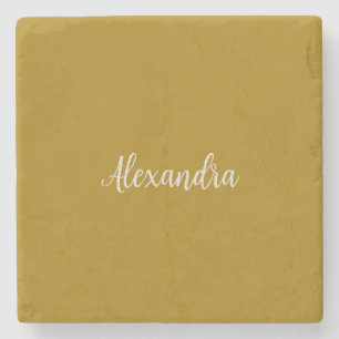 Porta-copo De Pedra Caligrafia Dourada de adição de nome minimalista a