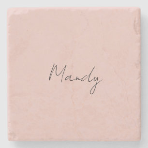 Porta-copo De Pedra Caligrafia Elegante Rosa Dourado Simples Nome