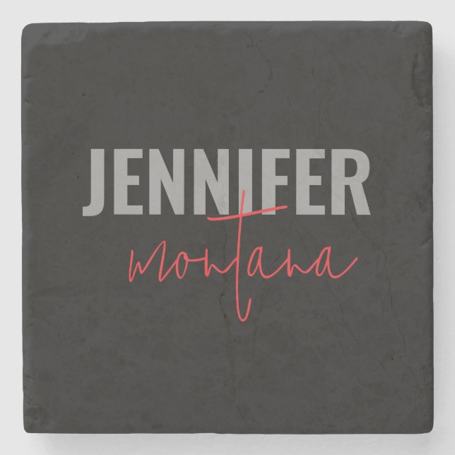 Porta-copo De Pedra Calliografia - Placa Elegante Adicionar Nome Própr (Frente)