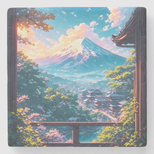 Porta-copo De Pedra Calma Matinal sobre Fuji