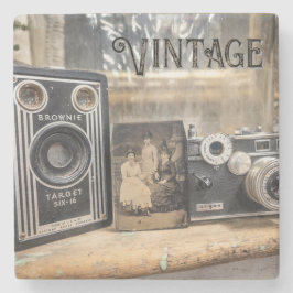 Porta-copo De Pedra Câmeras Antigas e Impressão de Fotos