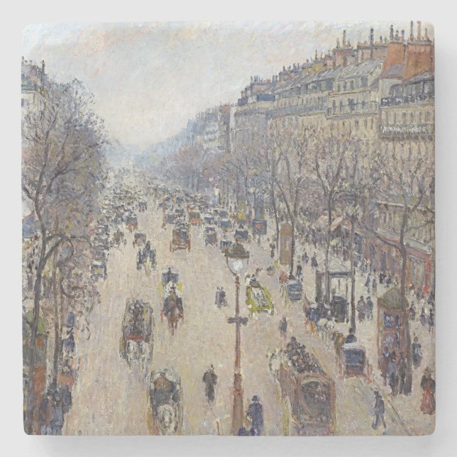 Porta-copo De Pedra Camille Pissarro - Boulevard Montmartre, manhã (Frente)