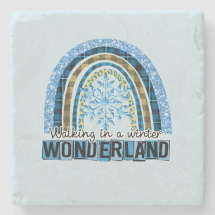 Porta-copo De Pedra Caminhando em uma Wonderland de inverno   Arco-íri