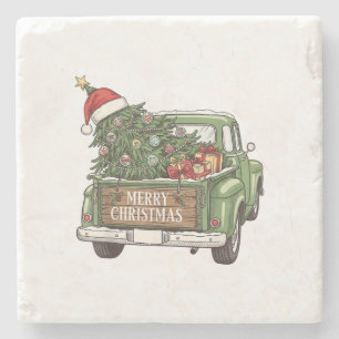 Porta-copo De Pedra Caminhão de Natal Vintage Feliz Natal Homens Mulhe