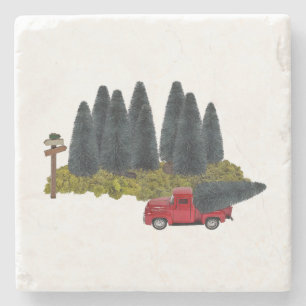 Porta-copo De Pedra Caminhão de Vintage com Árvore de Natal